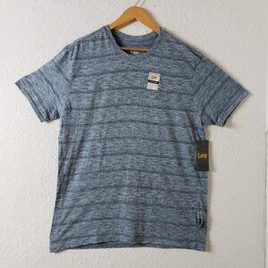 Lee Mens Crew Neck TShirt Sz L Sky Blue Cotton Classic Fit Short Sleeve NWT